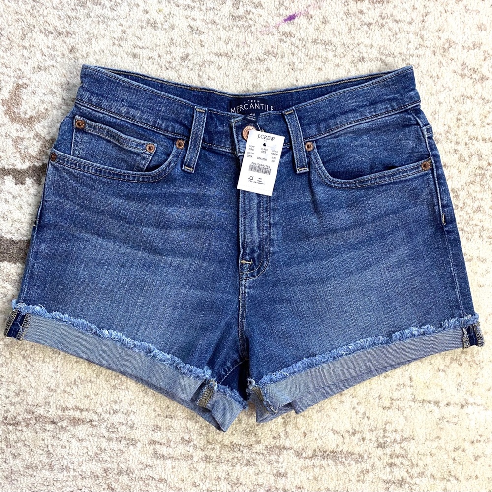 J.Crew High Rise Raw Edge Cutoff Denim Jean Shorts